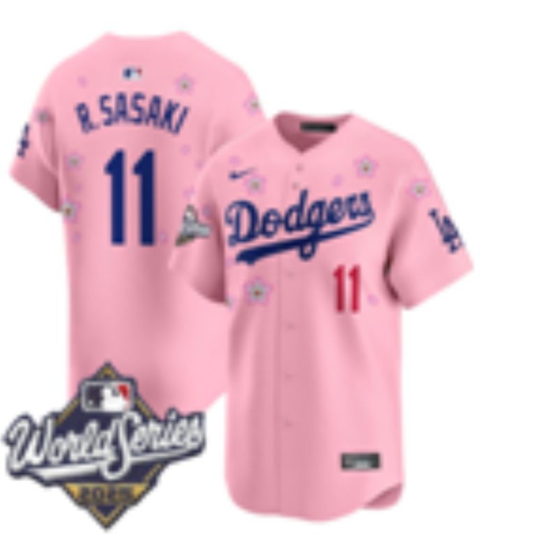 Men Nike 2026 Los Angeles Dodgers #11 R.Sasaki Pink Sakura Edition Game MLB Jersey 01->los angeles dodgers->MLB Jersey